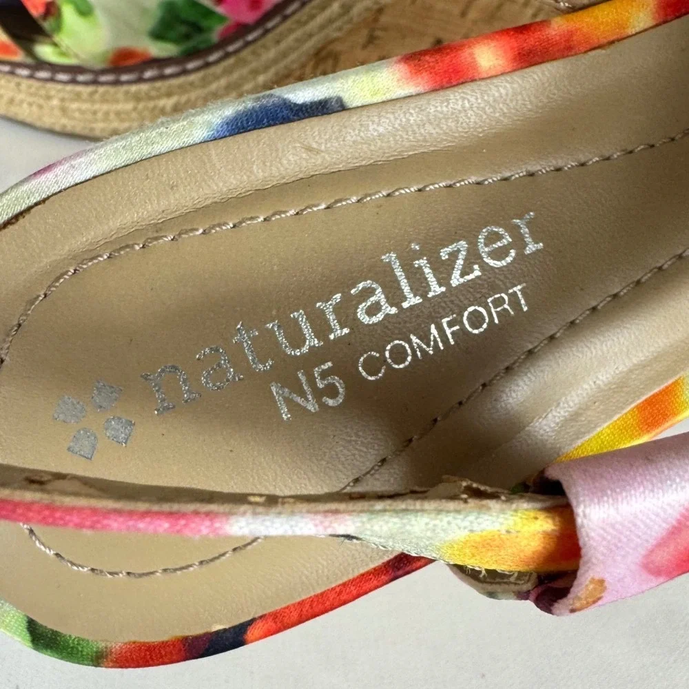 Naturalizer Lulianna Floral Wedge Sandals Multi Color N5 Comfort Size 7.5